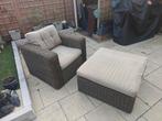 Stoel,tafel en hocker met kussens, Ophalen, Gebruikt, Hocker