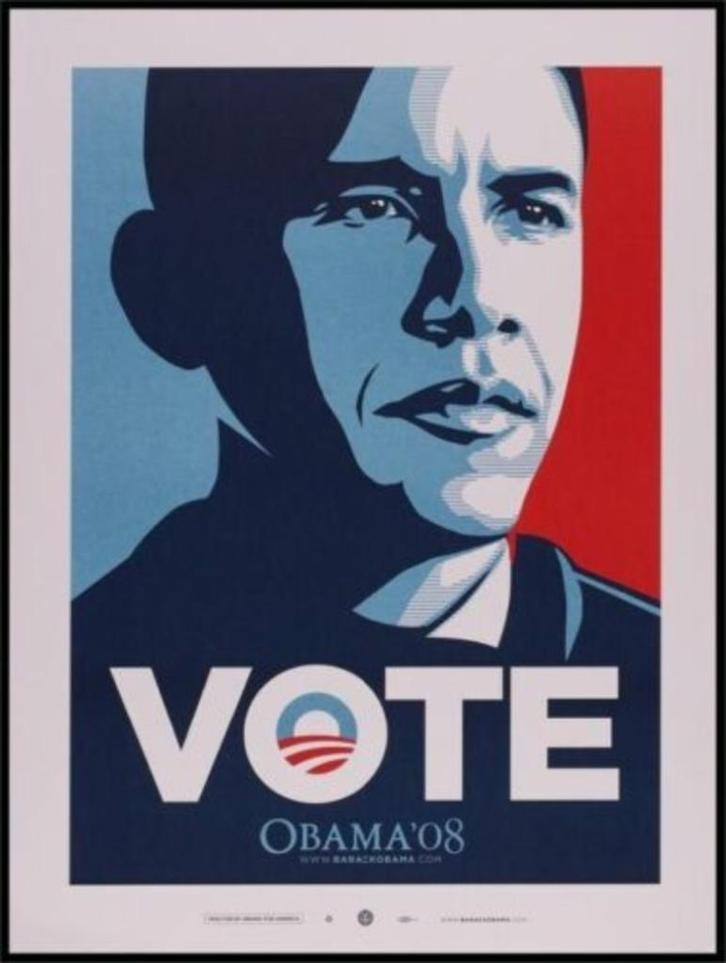 Shepard Fairey: Poster - Obama: Vote '08, Antiek en Kunst, Kunst | Litho's en Zeefdrukken, Ophalen of Verzenden