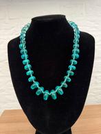 Vintage Aquamarijn Glazen Kralen Ketting, Ophalen of Verzenden, Gebruikt, Blauw, Overige materialen