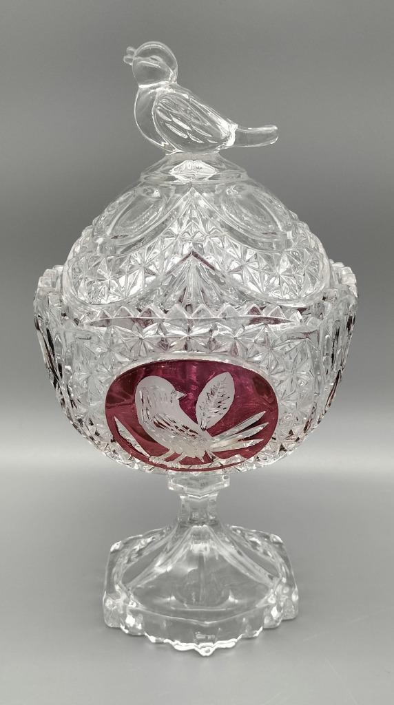 Hofbauer 'Red Bird' kristallen bonbonnière, Antiek en Kunst, Antiek | Glas en Kristal, Ophalen