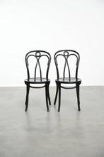 Set van 2 zwarte vintage bistro stoelen in Thonet stijl, Huis en Inrichting, Stoelen, Ophalen, Riet of Rotan, Thonet, Vintage