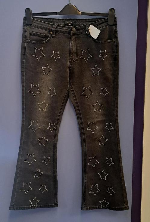 Nikkie grijs zwarte jeans + zilveren sterren wijd mt M 39691, Kleding | Dames, Spijkerbroeken en Jeans, W30 - W32 (confectie 38/40)