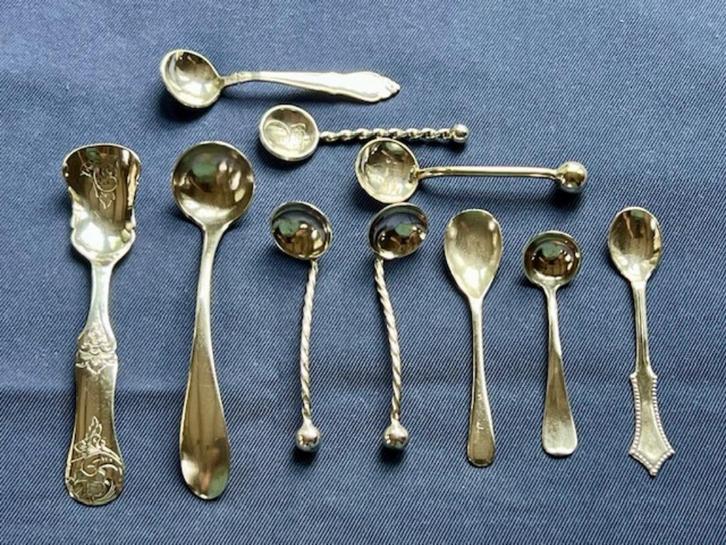 LEPELTJES; ZOUTLEPELTJES, PEPER, MOSTERD EN KRUIDENSCHEPJE, Antiek en Kunst, Antiek | Goud en Zilver, Zilver, Verzenden