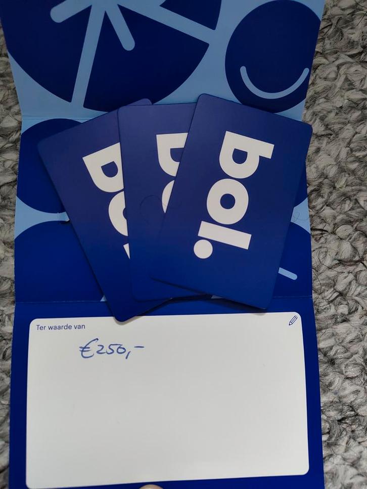 BOL cadeaukaart van €250, Tickets en Kaartjes, Kortingen en Cadeaubonnen, Eén persoon, Overige typen, Cadeaubon