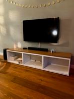 Ikea Besta TV Meubel Wit met Houten Bovenblad, Ophalen, Kunststof, Gebruikt, 150 tot 200 cm