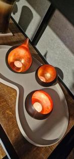Set van 3 koperkleurige metalen windlichten, Ophalen of Verzenden, Nieuw, Overige materialen, Minder dan 25 cm