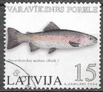 LETLAND 15 S zegel Rivier- en Zeevissen-Regenboogforel- 2004, Verzenden, Gestempeld, Dier of Natuur