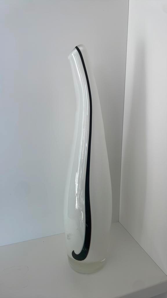 Vaas Murano Italië Glas Wit Zwart Incalmo, Antiek en Kunst, Antiek | Vazen, Ophalen of Verzenden