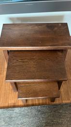 Miniset donker eiken, Huis en Inrichting, Tafels | Bijzettafels, Ophalen, Minder dan 45 cm, Gebruikt, 55 tot 75 cm
