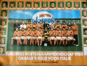Grote poster EK voetbal 1980 (oranje/nederlands elftal) beschikbaar voor biedingen