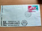 Asian games Indonesië enveloppe met postzegel en stempels, Ophalen of Verzenden