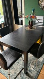 GRATIS - Uitschuifbare zwarte eettafel IKEA BJURSTA, Huis en Inrichting, Tafels | Eettafels, 50 tot 100 cm, 100 tot 150 cm, Gebruikt