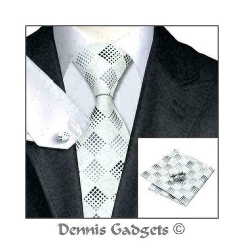 Dennis Gadgets: 100 % zijden stropdas ( 3 delig !! ) DG 0355, Kleding | Heren, Stropdassen, Nieuw, Met patroon, Wit, Ophalen of Verzenden