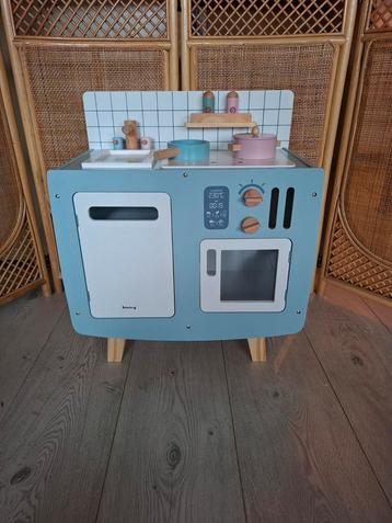Turquoise retro houten speelkeuken, kinderkeuken  beschikbaar voor biedingen