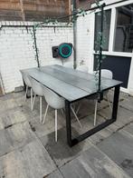 Tuintafel met 6 kuipstoelen beige, Tuin en Terras, Ophalen, Zo goed als nieuw, Rechthoekig, Hout