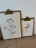 Decoratie 2x klembord met print, Minder dan 50 cm, Metaal of Aluminium, Ophalen of Verzenden, Zo goed als nieuw