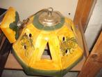 Oker geel groen hanglamp 30 cm brocante lamp uit Frankrijk, Huis en Inrichting, Lampen | Hanglampen, Overige materialen, Brocante hippie