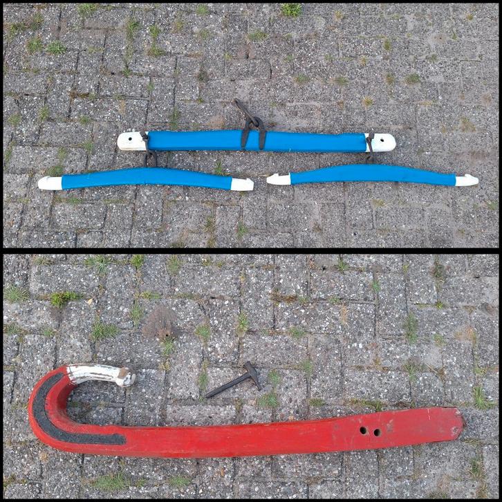 Antieke spoorstokken en kromme disselhaak Staphorst, Antiek en Kunst, Antiek | Gereedschap en Instrumenten, Ophalen