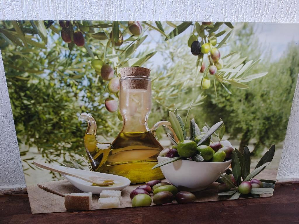 Canvas foto olijven/Mediterrane stijl, Ophalen, 50 tot 75 cm, Zo goed als nieuw, Schilderij