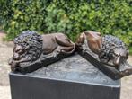 2 bronzen leeuwen vorige eeuw. 40 cm lang. €520., Antiek en Kunst, Ophalen