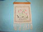 Vintage wandhanger borduurwerk op linnen Småland Zweden, Antiek en Kunst, Curiosa en Brocante, Ophalen of Verzenden