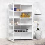 Witte metalen vitrinekast, Huis en Inrichting, Kasten | Vitrinekasten, Ophalen, Met deur(en), 100 tot 150 cm, 200 cm of meer
