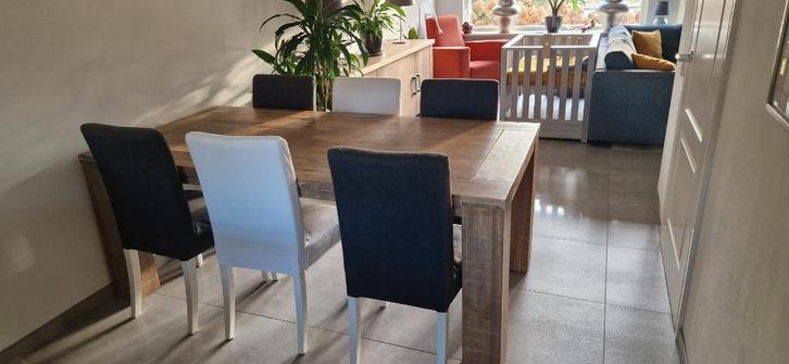 Eettafel met stoelen (gratis), Huis en Inrichting, Tafels | Eettafels, Gebruikt, 50 tot 100 cm, 200 cm of meer, Vijf personen of meer