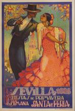 Poster sevilla 1928 fiestas de primavera semana j. Parrilla, Ophalen of Verzenden