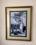 Prachtige grote glicee in een mooie lijst achter glas., Antiek en Kunst, Kunst | Schilderijen | Klassiek, Ophalen