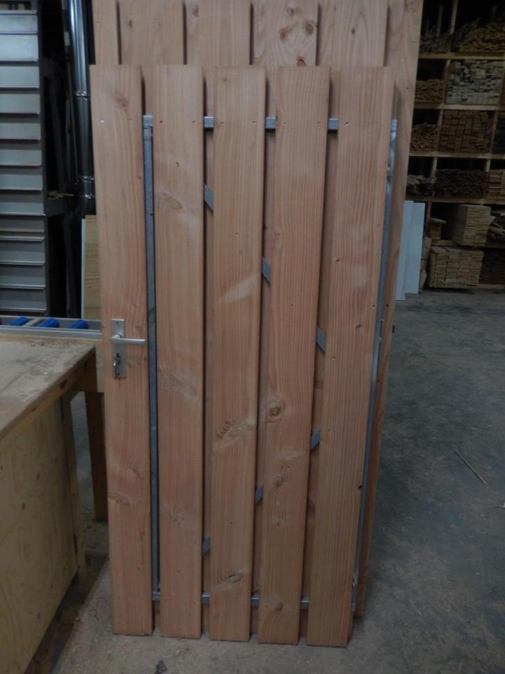 Poortdeur Douglas met stalen frame (*), Tuin en Terras, Tuinpoorten, Nieuw, Hout, Ophalen of Verzenden
