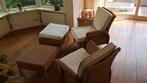 Vintage set Lloyd loom stoelen & salontafel Jan des Bouvrie, Ophalen, Overige materialen, Twee, Bruin