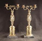 Paar grote antieke bronzen kandelaars, Ophalen of Verzenden, Koper of Brons