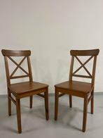 2 houten IKEA stoeltjes (Ingolf)- €20 voor 2, Huis en Inrichting, Stoelen, Ophalen, Zo goed als nieuw, Bruin, Twee