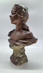 Bronzen Buste gesigneerd E. Villanis c1900...(39.5 cm), Ophalen of Verzenden, Brons