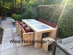 Steigerhout Tuinmeubelen Tuinset met tegels gratis levering, Tuin en Terras, Tuinsets en Loungesets, Nieuw, Tuinset, Bank, Steigerhout