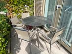 Tuintafel + 4 stoelen voor buiten, Ophalen, Gebruikt, Rond, Metaal