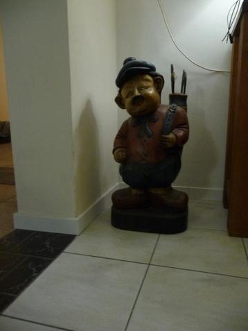  beeld pop  golfer 80cm hoog 40 cm breed massief hout beschikbaar voor biedingen