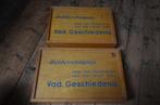 Oude school stempels in houten kist (geschiedenis, Antiek en Kunst, Ophalen of Verzenden