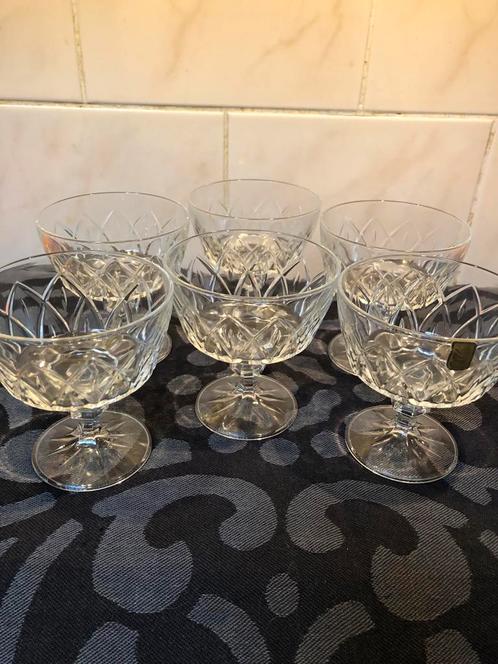 Franse Dessertcoupes - Set van 6 stuks Glas en Kristal A, Antiek en Kunst, Antiek | Glas en Kristal, Ophalen of Verzenden