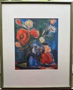 Gouache bloemen in een vaas, Antiek en Kunst, Kunst | Schilderijen | Klassiek, Ophalen of Verzenden