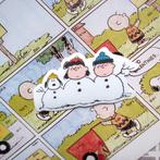 Snoopy,Linus en Lucy van Peanuts strips sneeuwpop Sticker, Verzamelen, Stripfiguren, Verzenden, Snoopy, Nieuw, Plaatje, Poster of Sticker