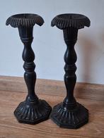 2 ijzeren zware zwarte kandelaars kandelaar, Huis en Inrichting, Woonaccessoires | Kandelaars en Kaarsen, Ophalen, Overige materialen