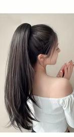 Ponytail synthetisch 60 cm klem donkerbruin paardenstaart, Ophalen of Verzenden, Zo goed als nieuw, Pruik of Haarverlenging