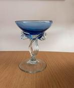 Handgeblazen glas op voet blauw Jozefina Krosno, Antiek en Kunst, Antiek | Glas en Kristal, Ophalen of Verzenden