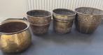 Koperen bloempotten Vintage, Gebruikt, Rond, Ophalen of Verzenden, Minder dan 25 cm