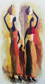Videira, Afrikaanse vrouwen met kalebas. Olie/maroufle., Huis en Inrichting, Ophalen, Minder dan 50 cm, Zo goed als nieuw, Schilderij