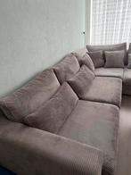 Hoekbank teddy ribstof grijs, Ophalen, Zo goed als nieuw, 150 cm of meer, Vierpersoons of meer