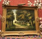 Groot oude schilderij landschap; boerderij olieverf op doek,, Ophalen