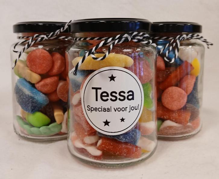 Snoeppot met naam en eigen tekst, Hobby en Vrije tijd, Feestartikelen, Nieuw, Overige typen, Verjaardag, Ophalen of Verzenden