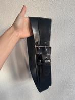 Vintage Y2K zwarte lederen riem met dubbele gesp, Vintage, 3 tot 5 cm, Vintage, 90 tot 100 cm